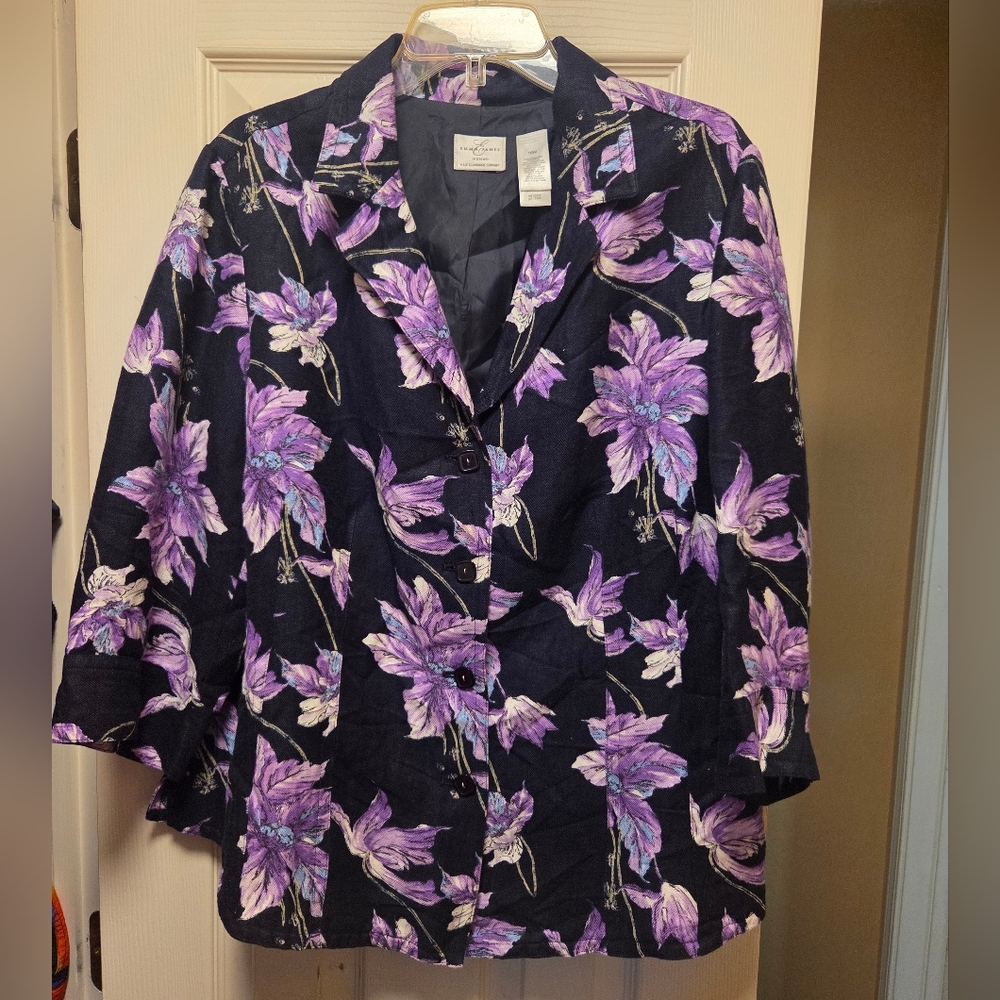 Emma James Navy and Purple Floral Blazer